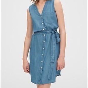Gap Sleeveless Shirtdress in Tencel Denim, M